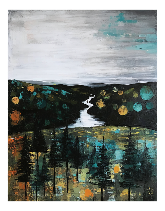 The Winding River — watercolour-style Irish landscape print