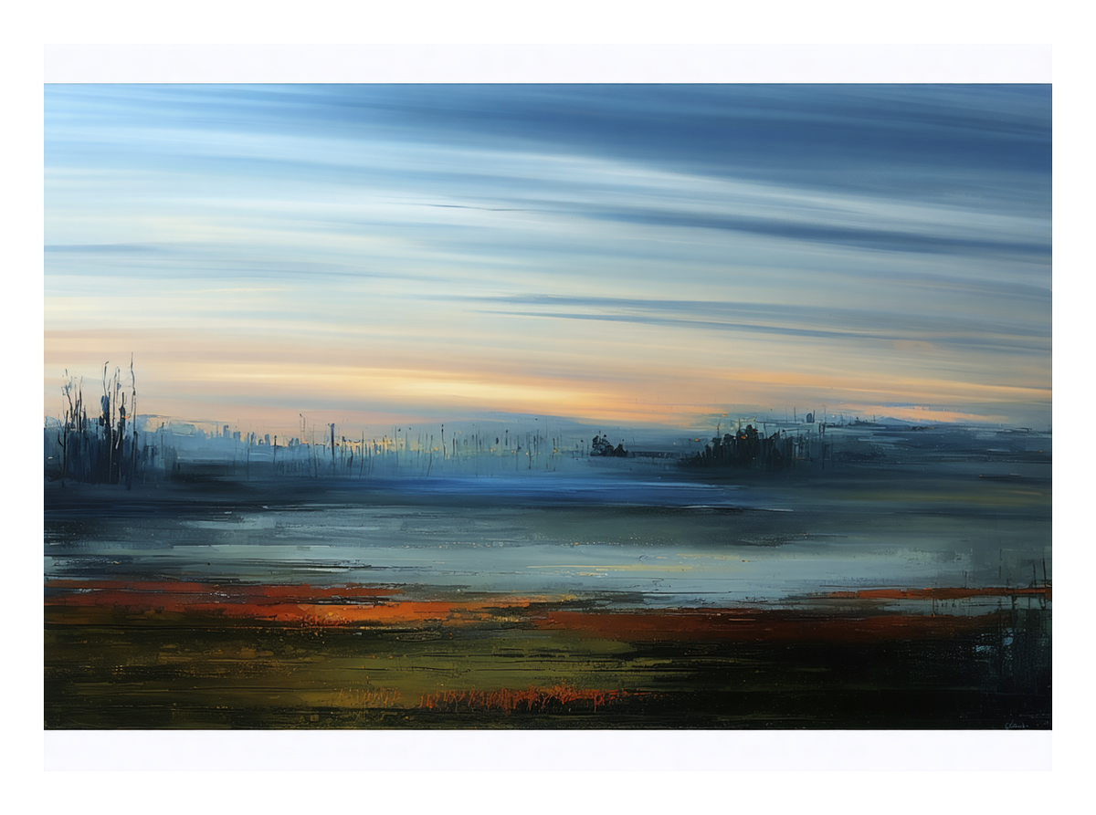 Bog at Dusk — watercolour-style Irish landscape print